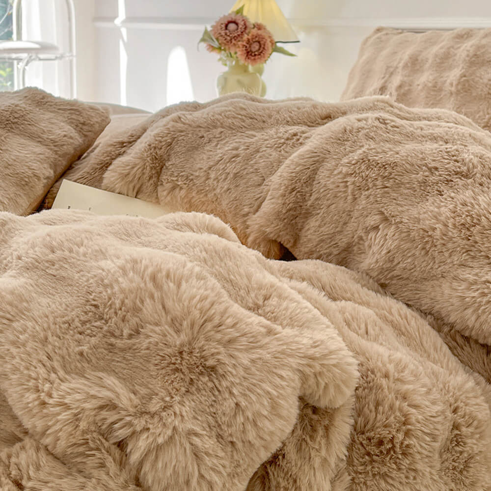 Confort hinchado Faux Faux Rabbit Fur Sedes de cama de piel