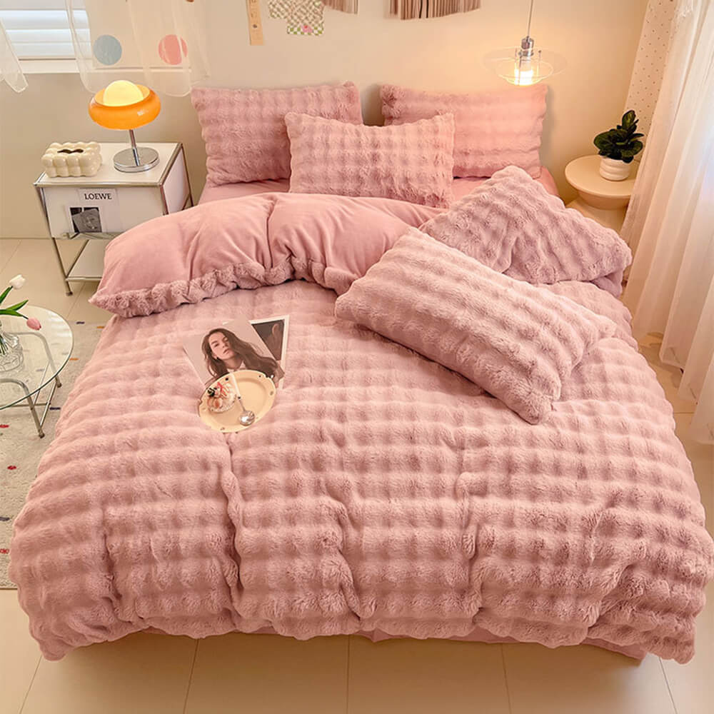 Confort hinchado Faux Faux Rabbit Fur Sedes de cama de piel