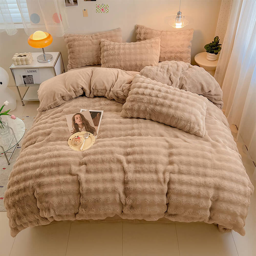 Confort hinchado Faux Faux Rabbit Fur Sedes de cama de piel