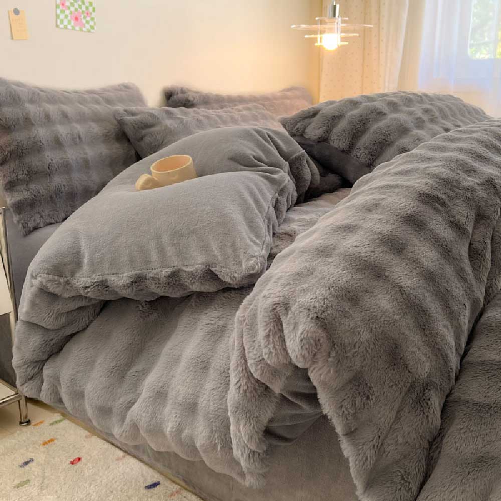 Confort hinchado Faux Faux Rabbit Fur Sedes de cama de piel