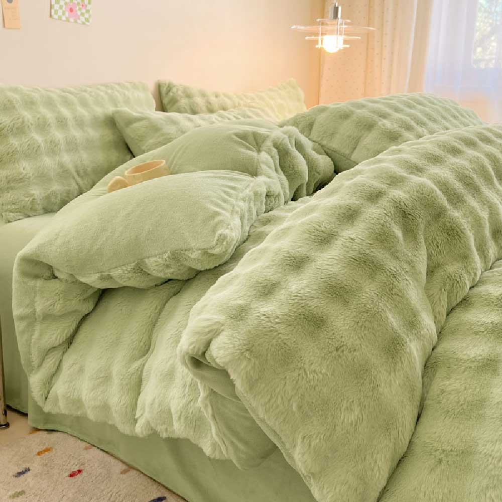 Confort hinchado Faux Faux Rabbit Fur Sedes de cama de piel