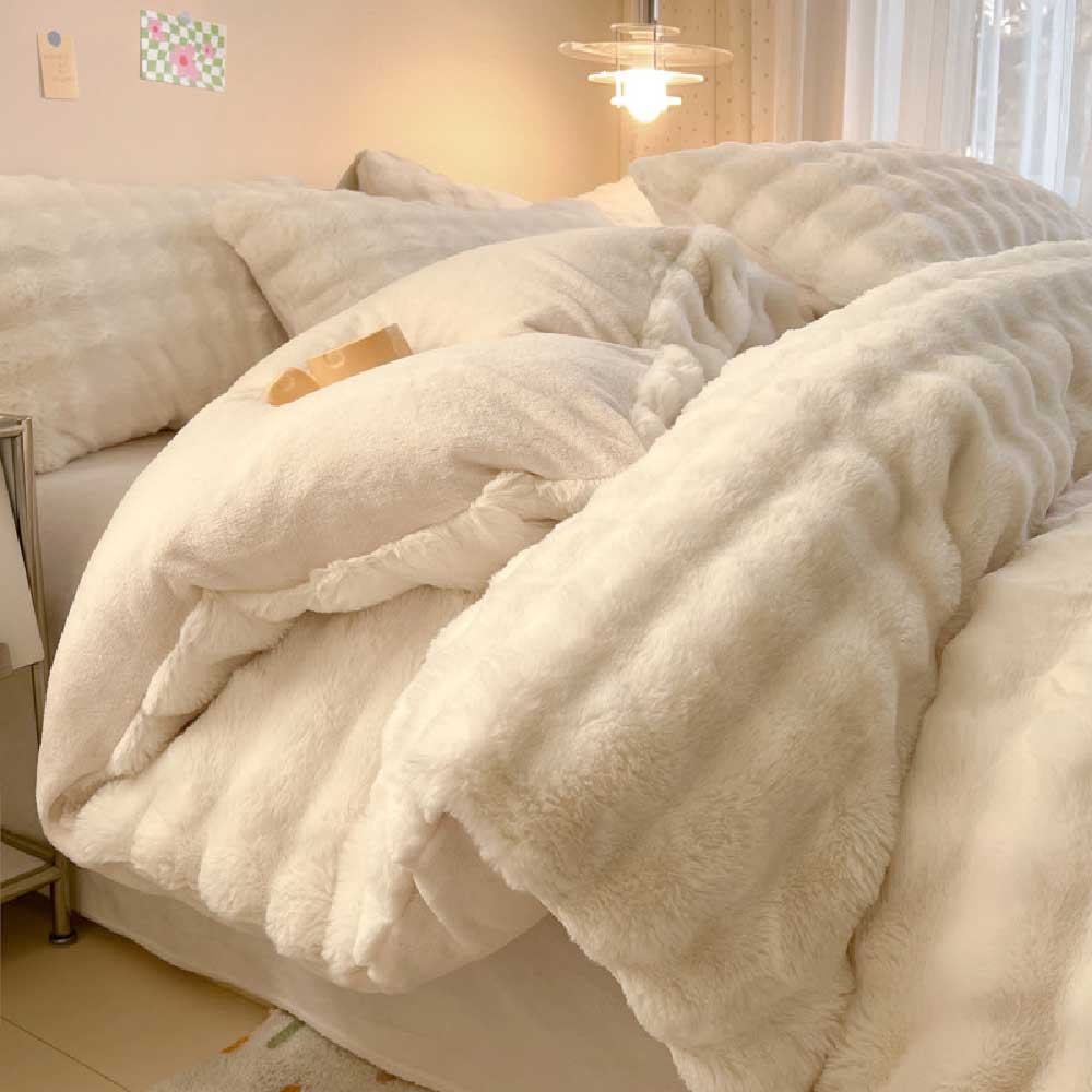 Confort hinchado Faux Faux Rabbit Fur Sedes de cama de piel