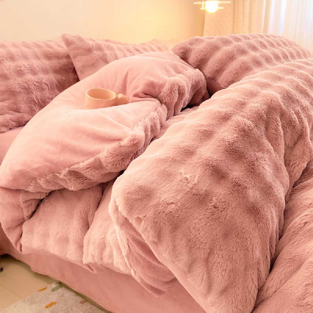 Confort hinchado Faux Faux Rabbit Fur Sedes de cama de piel