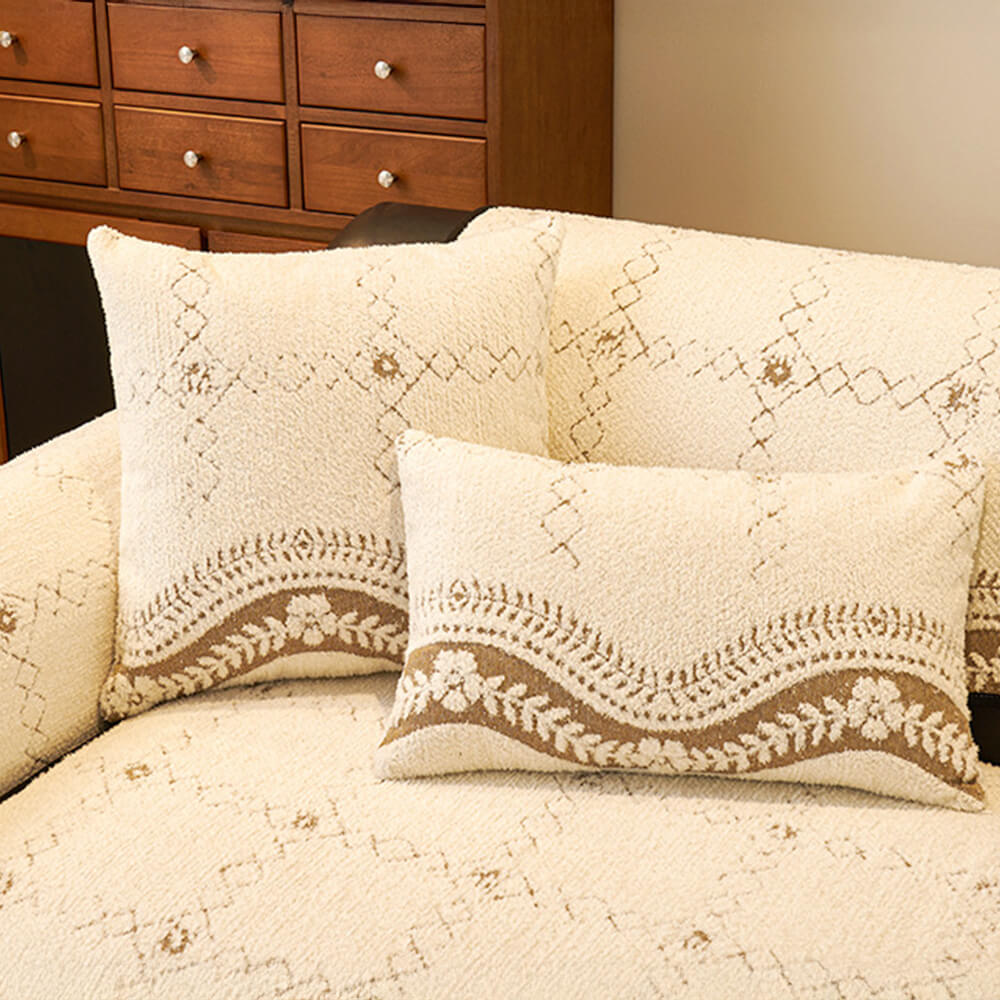 Cubierta de sofá de felpa anti-Stratch de patrón ondulado