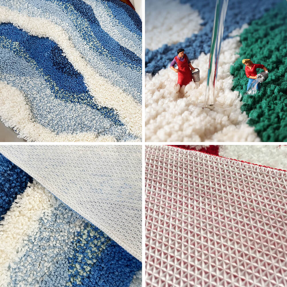 Handgetufteter Teppich mit 3D-Wellenmuster, luxuriöser strukturierter Teppich