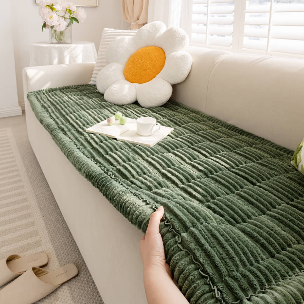 Cubierta de sofá sin deslizamiento de franela suave y transpirable