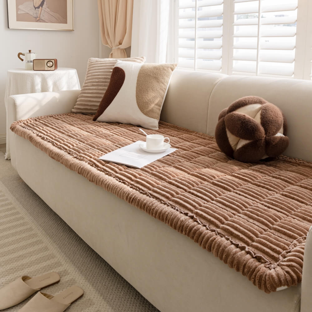 Cubierta de sofá sin deslizamiento de franela suave y transpirable