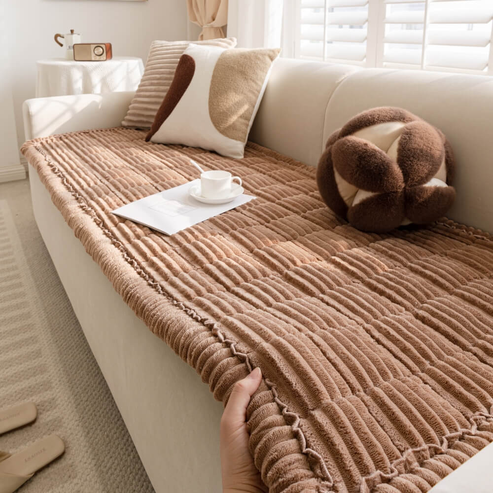 Cubierta de sofá sin deslizamiento de franela suave y transpirable