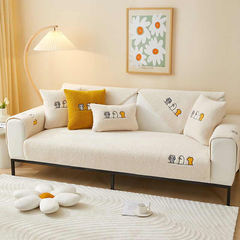 Lovely Cat's Paw Sherpa Fleece Fleece Anti-slip Cover