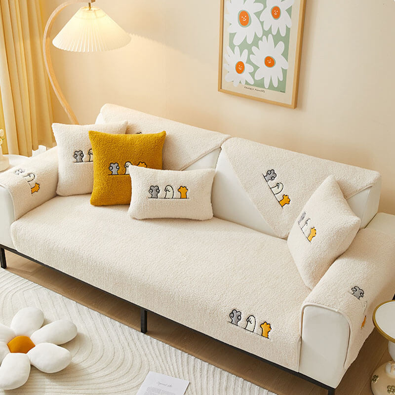 Lovely Cat's Paw Sherpa Fleece Fleece Anti-slip Cover