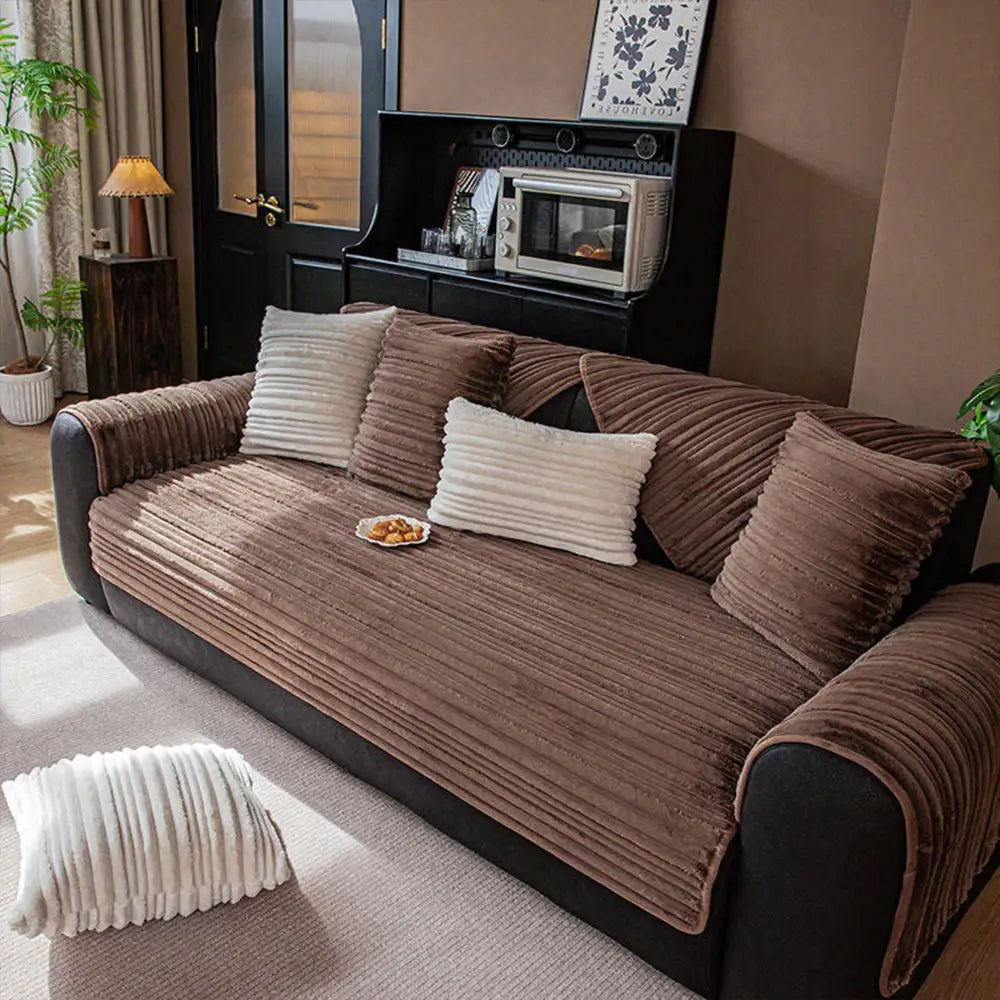 Chenille Art Corrugated Breatable No-Slip Couch Cover Coach