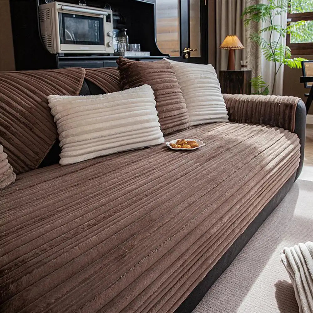 Chenille Art Corrugated Breatable No-Slip Couch Cover Coach