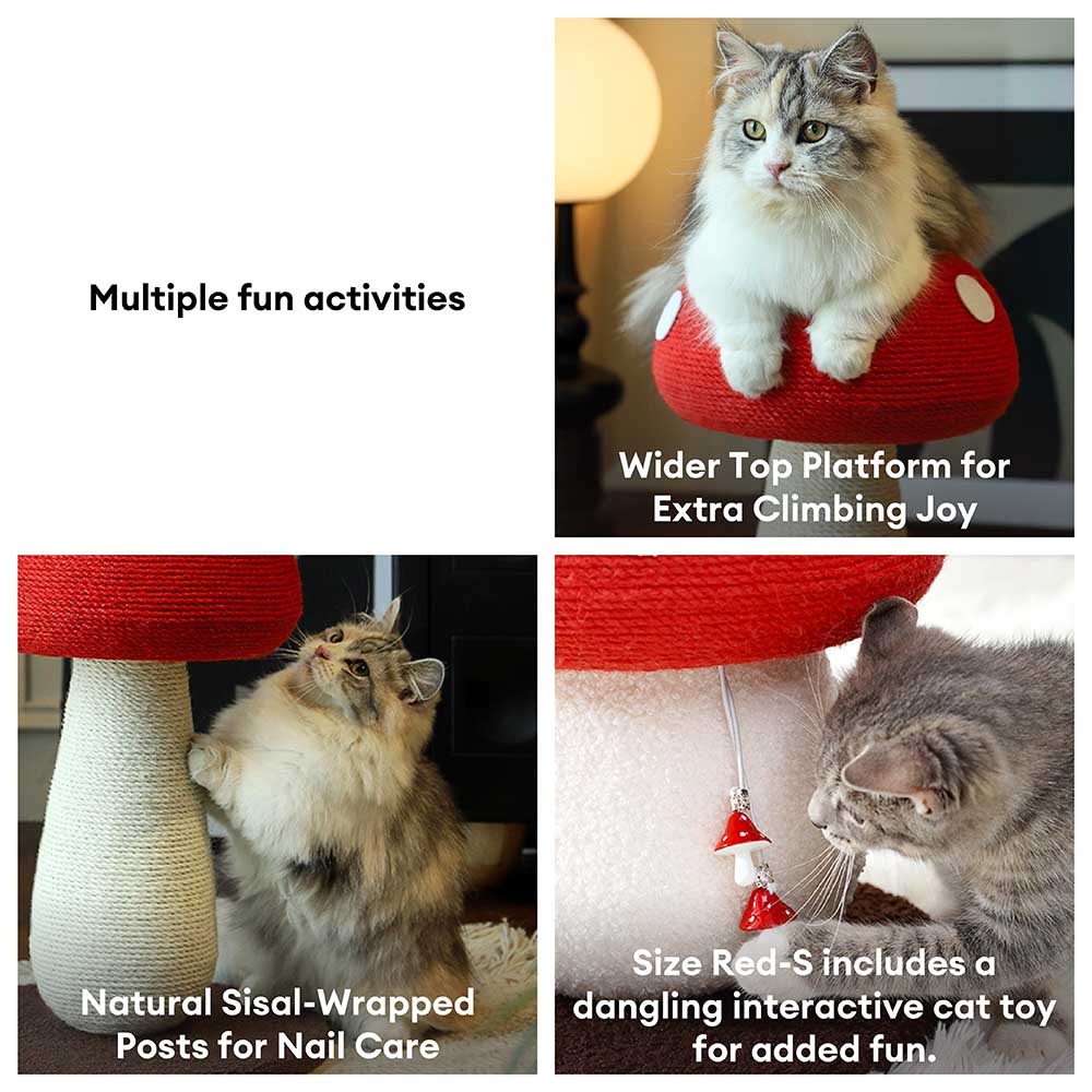 Poste de rasguño de sisal natural en forma de hongo para gatos grandes