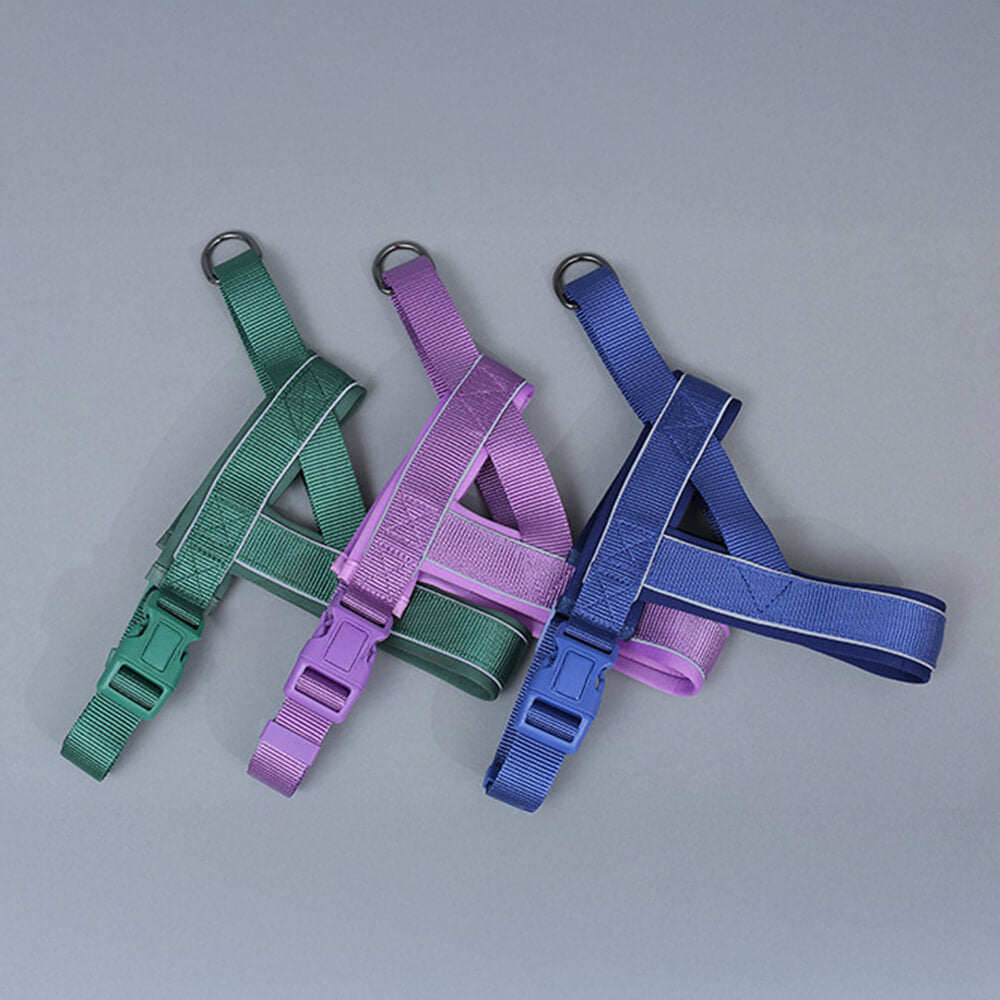 Nylon ajustable reflectante sin pulir arnés de perro y correa