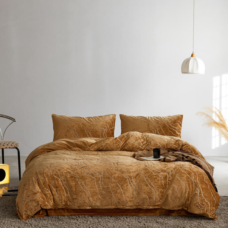 Set di letti in pelle scamosciata anti-statica morbida di velluto premium