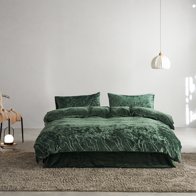 Set di letti in pelle scamosciata anti-statica morbida di velluto premium