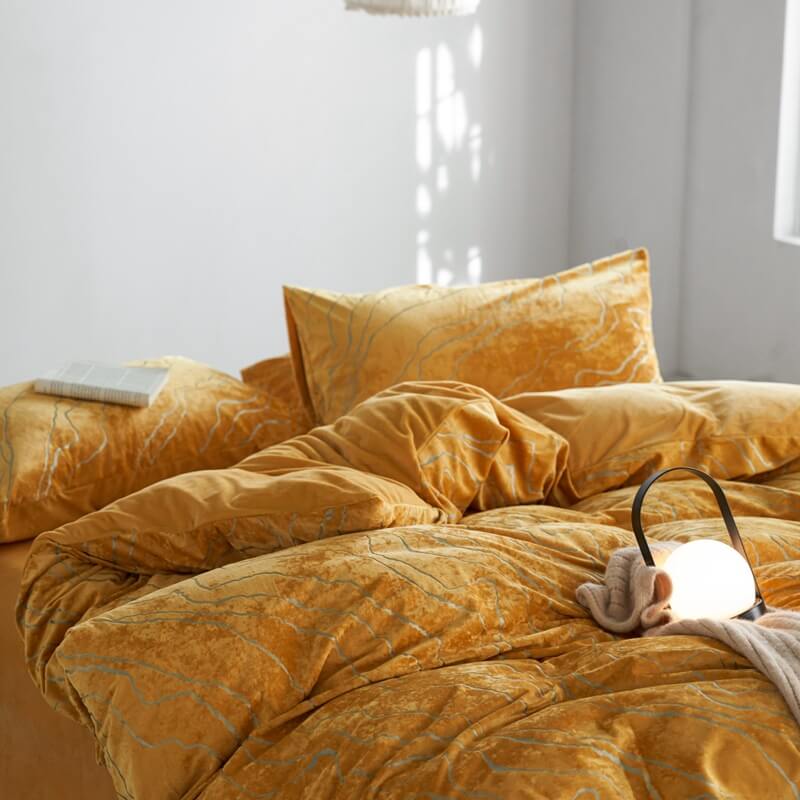 Set di letti in pelle scamosciata anti-statica morbida di velluto premium