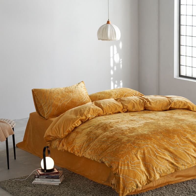 Set di letti in pelle scamosciata anti-statica morbida di velluto premium