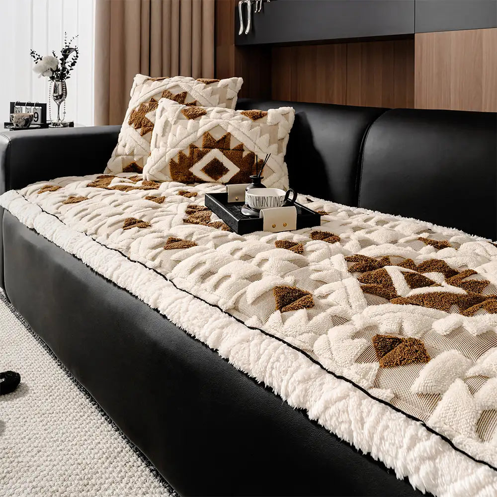 Herringbone chenille elegante decoración de sofá transpirable cubierta de sofá sin deslizamiento