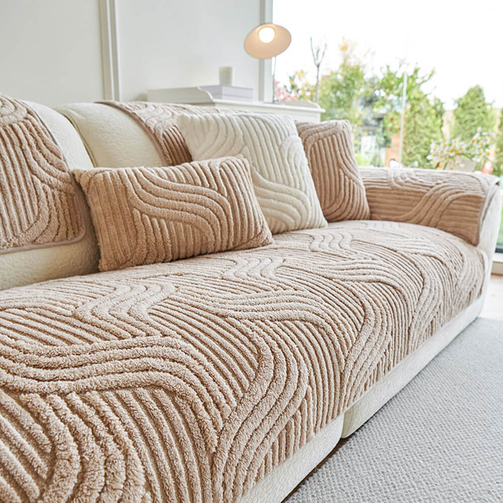 Cubierta moderna de sofá protector de sofá de sofá de lujo geométrico suave sin deslizamiento