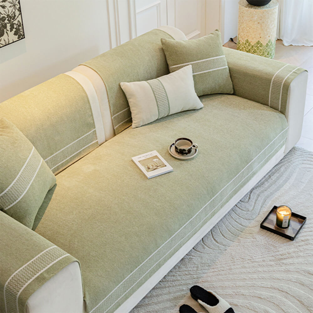 Chenille Jacquard Wide Edge Diseño Cubierta de sofá resistente a los scratch