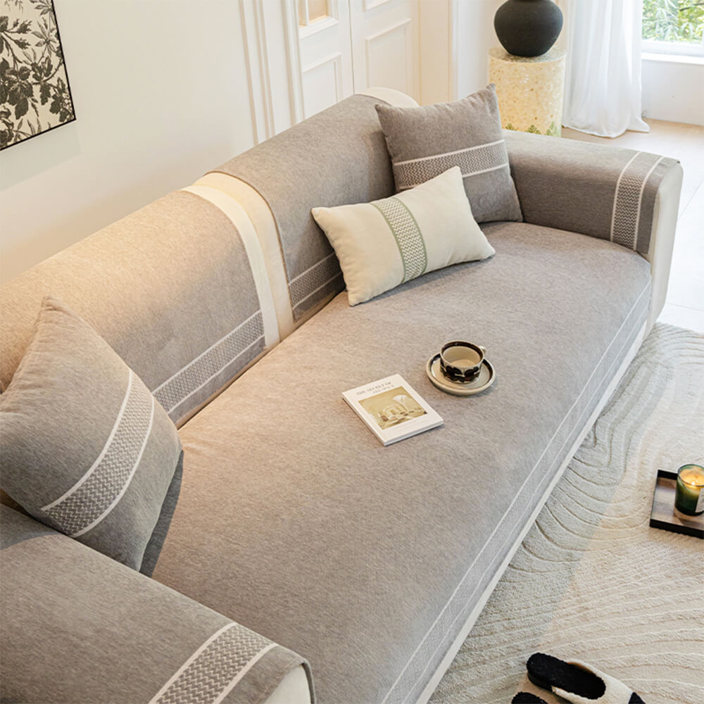Chenille Jacquard Wide Edge Diseño Cubierta de sofá resistente a los scratch