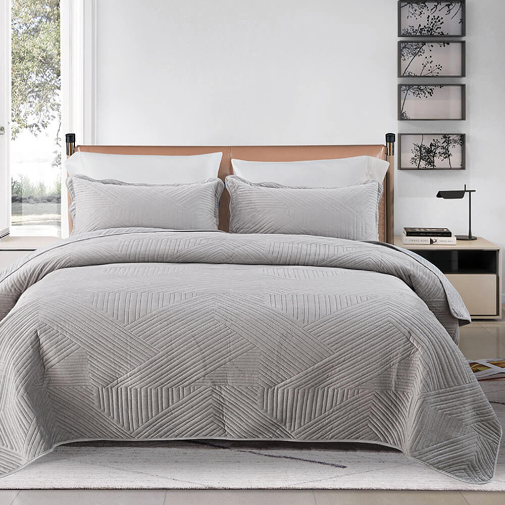 Cama de terciopelo de cristal acolchado geométrico casual caliente