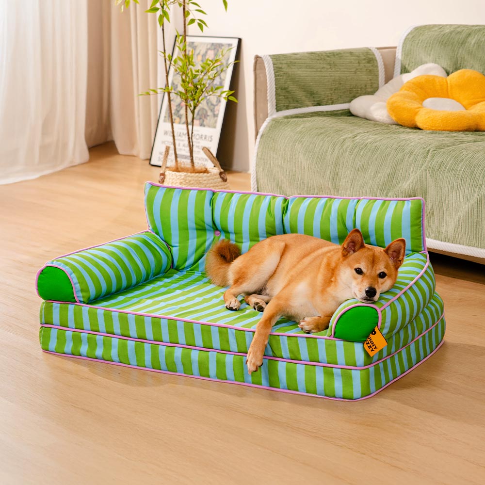 Cama de sofá de perros plegable de perros plegable impermeable de rayas - siesta soleada
