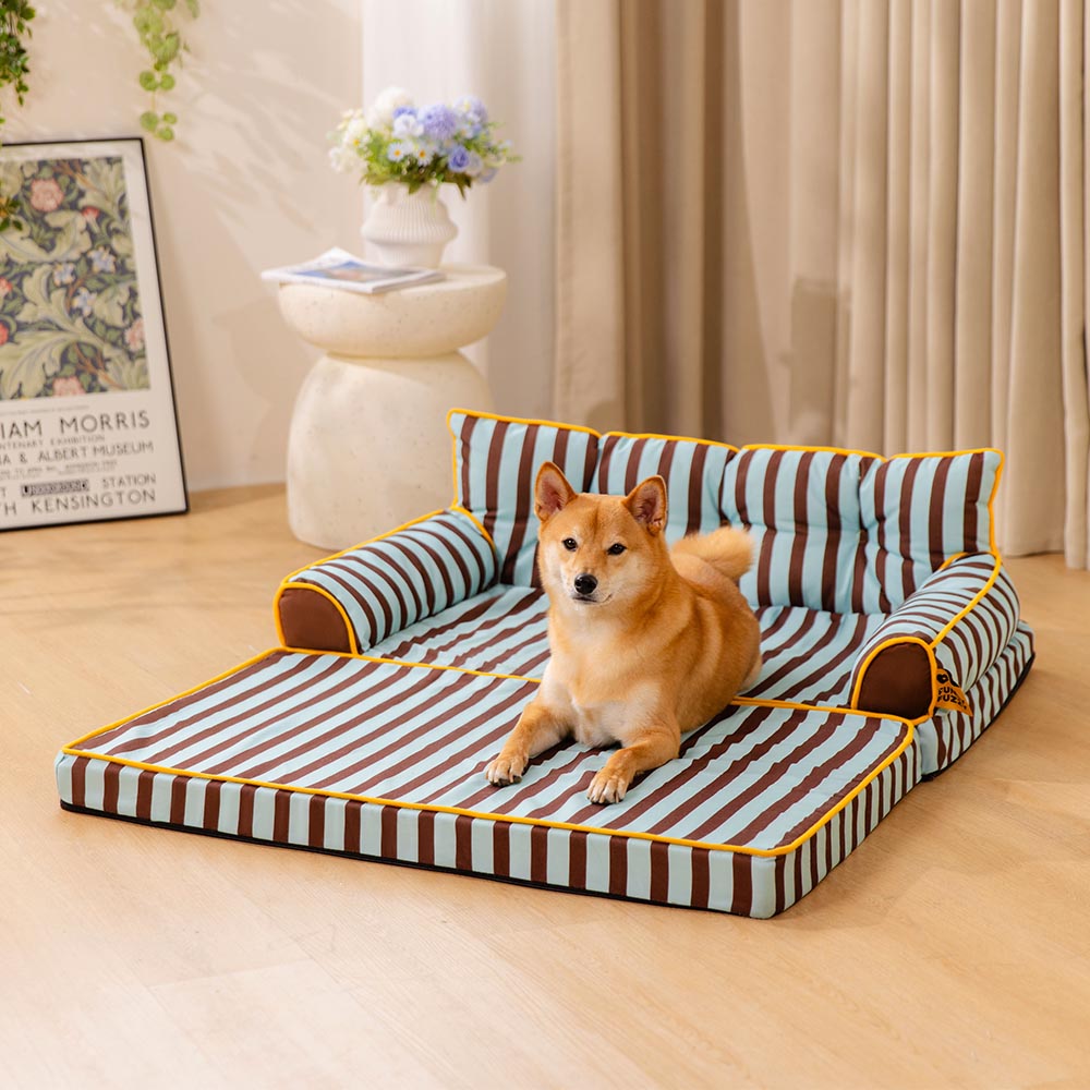 Cama de sofá de perros plegable de perros plegable impermeable de rayas - siesta soleada