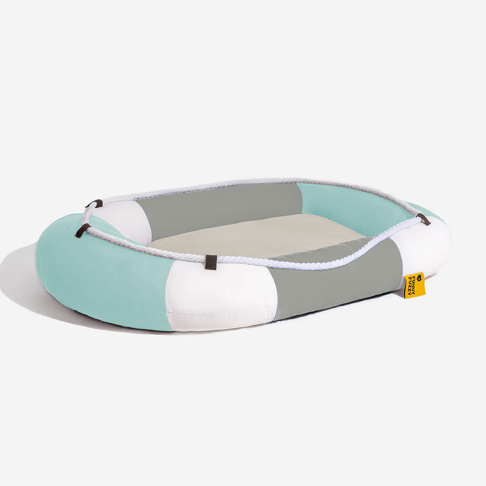 Cama para mascotas en forma de bote impermeable de enfriamiento de verano con almohada-balsa de enfriamiento