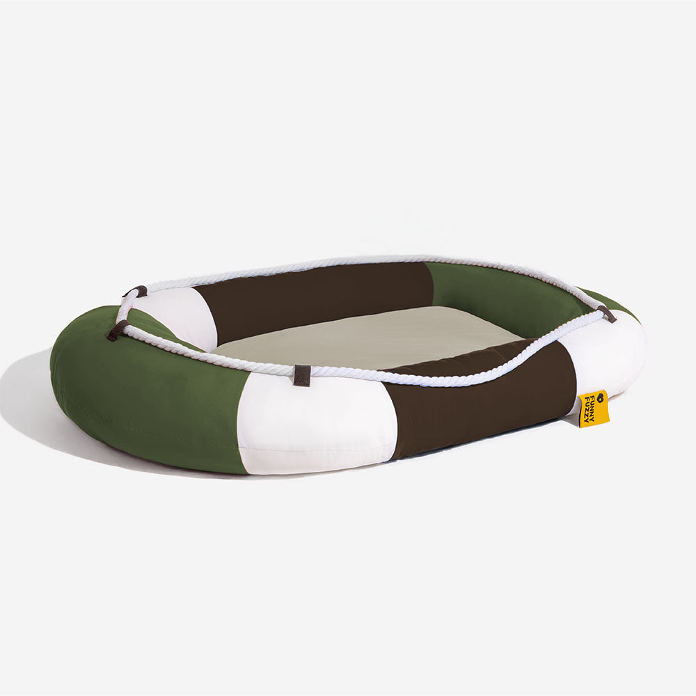 Cama para mascotas en forma de bote impermeable de enfriamiento de verano con almohada-balsa de enfriamiento