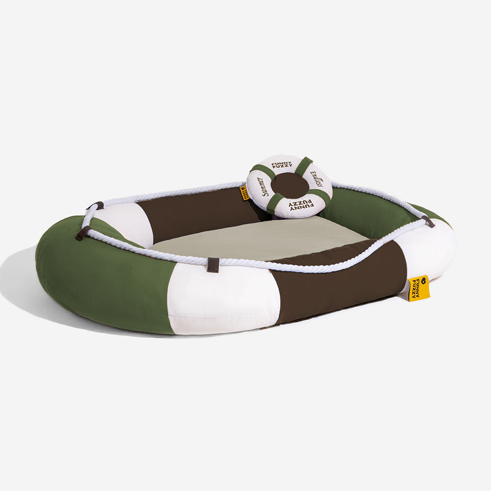 Cama para mascotas en forma de bote impermeable de enfriamiento de verano con almohada-balsa de enfriamiento