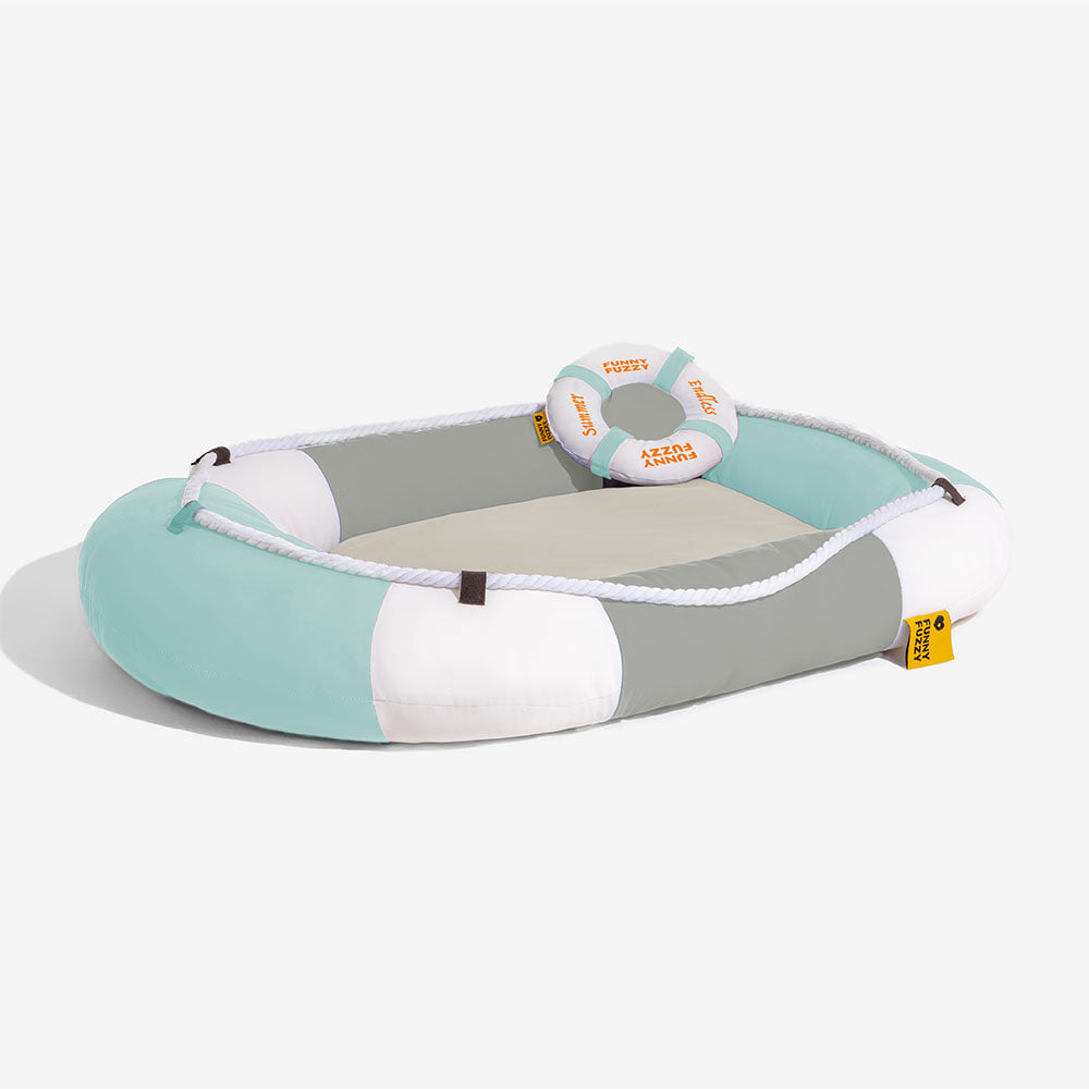 Cama para mascotas en forma de bote impermeable de enfriamiento de verano con almohada-balsa de enfriamiento
