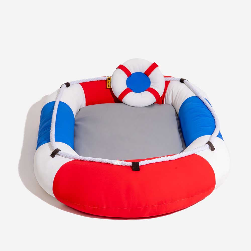 Cama para mascotas en forma de bote impermeable de enfriamiento de verano con almohada-balsa de enfriamiento