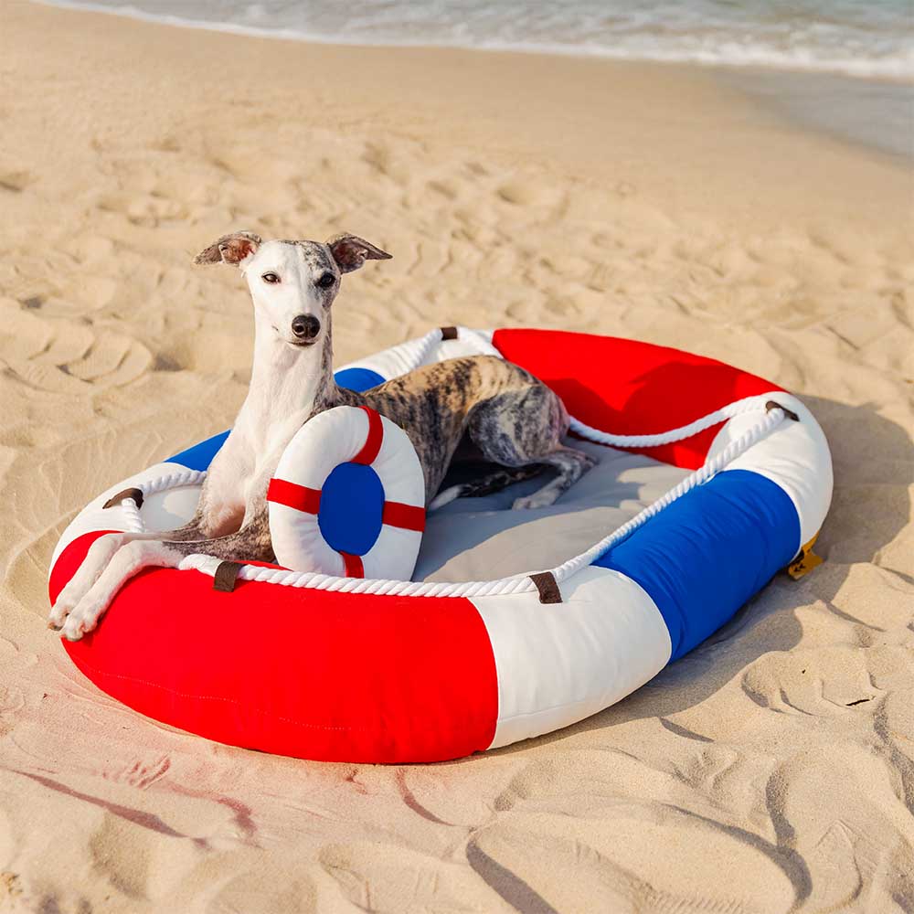 Cama para mascotas en forma de bote impermeable de enfriamiento de verano con almohada-balsa de enfriamiento