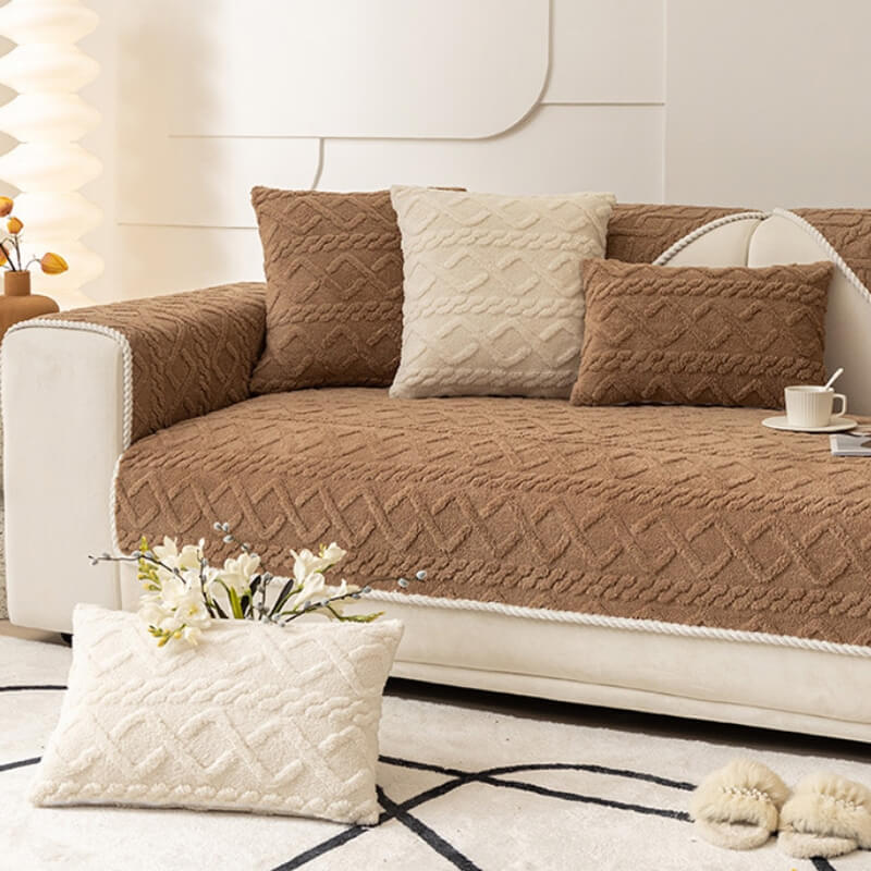 Verdickter, weicher Plüsch-Sofaschutz, Dekoration, Couchbezug