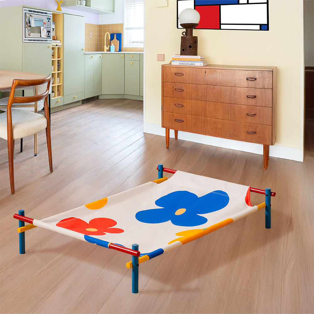 Lit pour chien surélevé en aluminium de style imprimé d'été vibrant - Summer Paradise