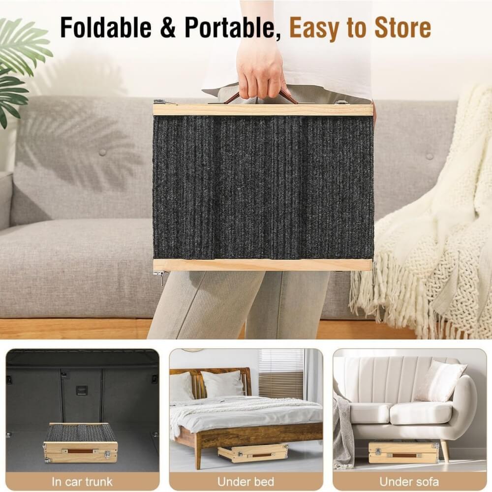 Rampa para perros de madera 4 niveles de altura escaleras de perro plegables ajustables