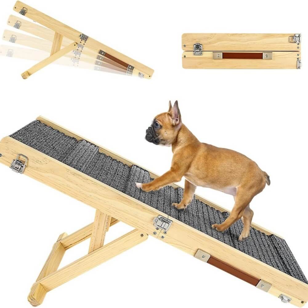 Rampa para perros de madera 4 niveles de altura escaleras de perro plegables ajustables