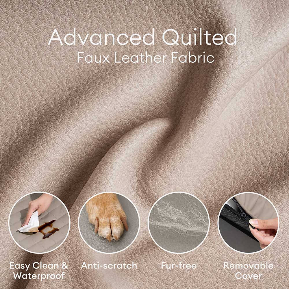 Luxe Faux Faux Leatht ortopedic ortopedic Bed de perros grande - Corelounge