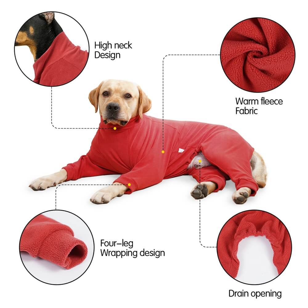 Pajamas per cani in pile accogliente - abbigliamento per il sonno perfetto per cani di grosso