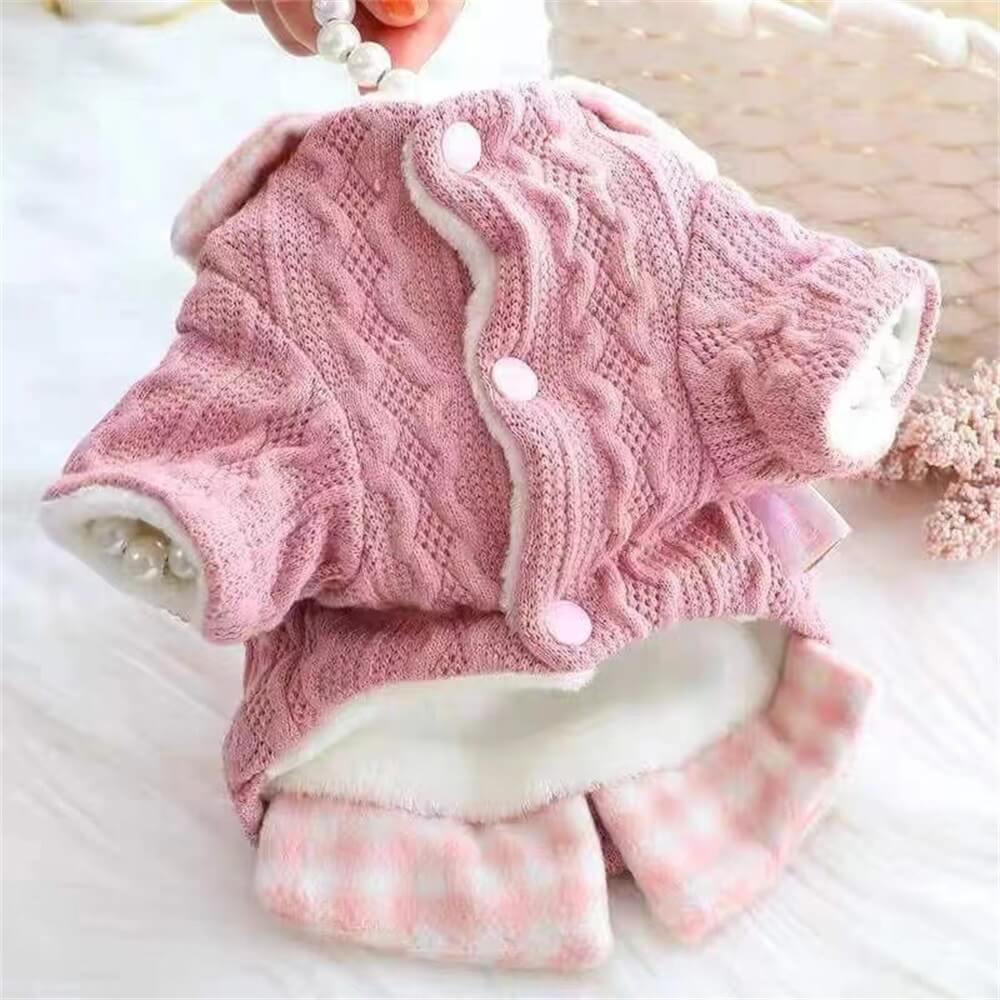 Cozy Sweater de perros de punto con cuello a cuadros: disponible en Pink & Blue