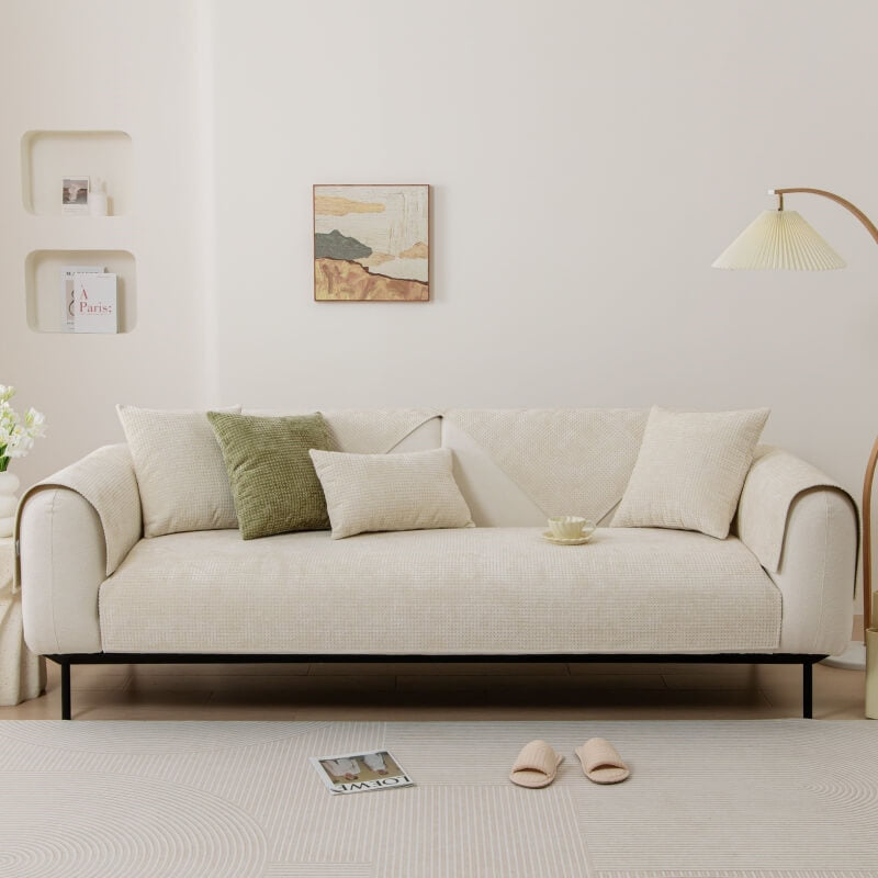 Delicate Waffle Chenille Fabric Furniture Protector Cover