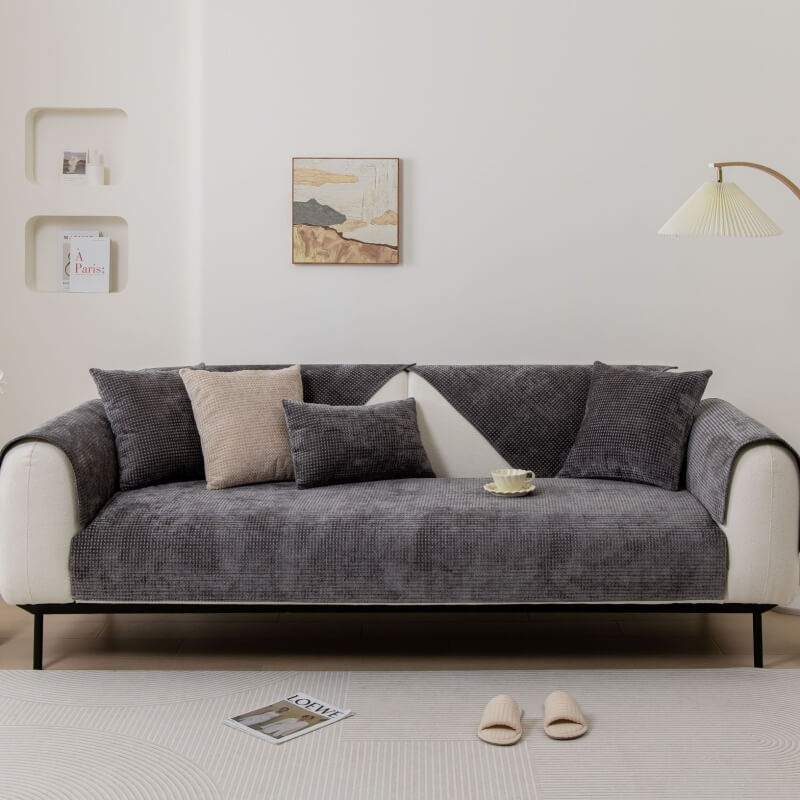 Delicate Waffle Chenille Fabric Furniture Protector Cover