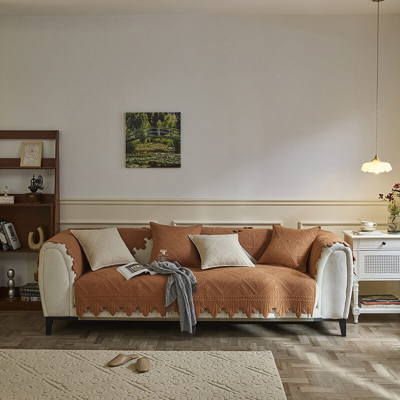 Cover del divano lavabile in cotone a foglia di moda