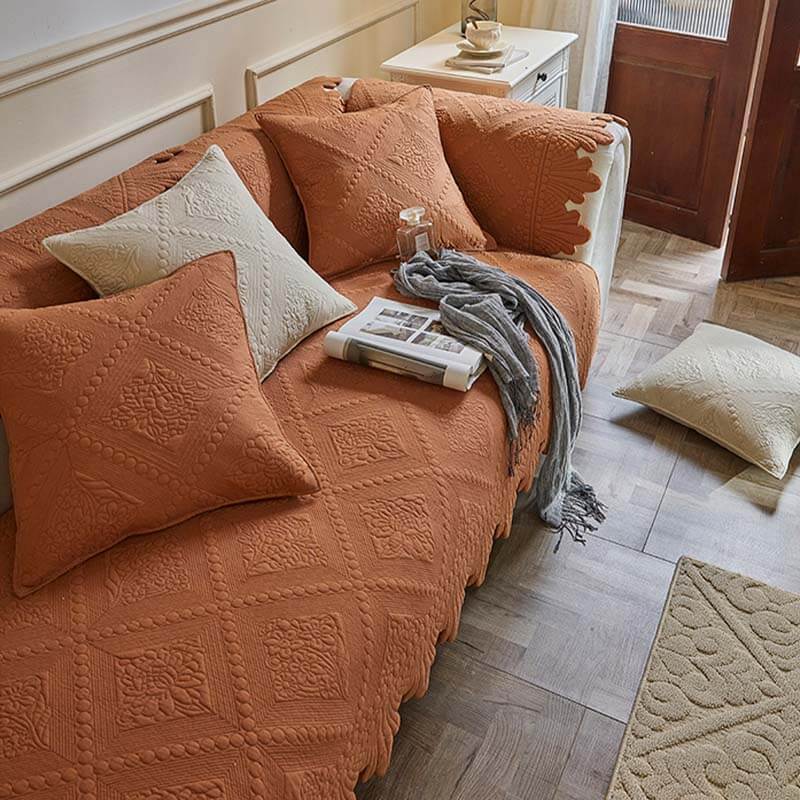 Cover del divano lavabile in cotone a foglia di moda