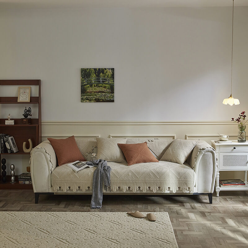 Cover del divano lavabile in cotone a foglia di moda