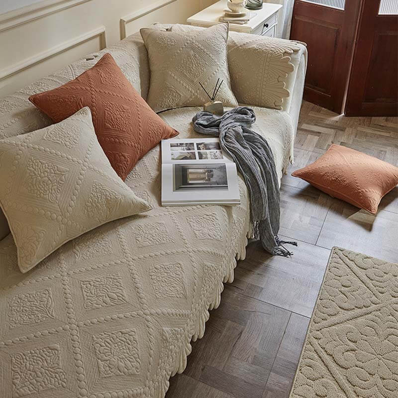 Cover del divano lavabile in cotone a foglia di moda