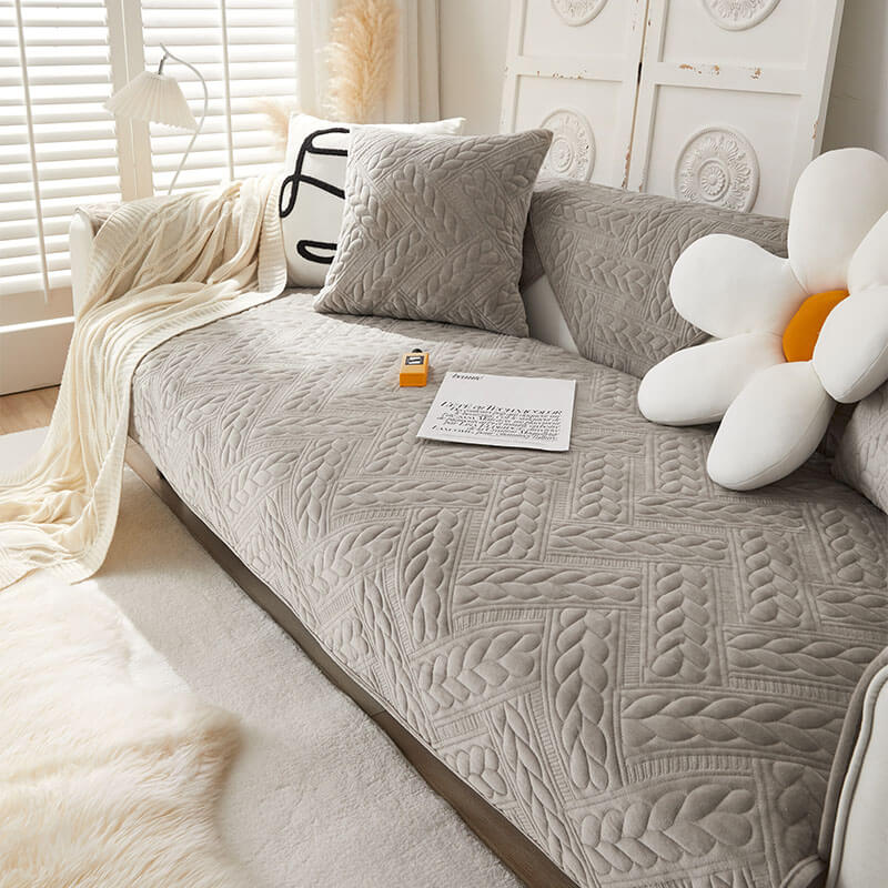 Coperchio di divano non slip da ricamo a velluto in velluto a cristallo caldo