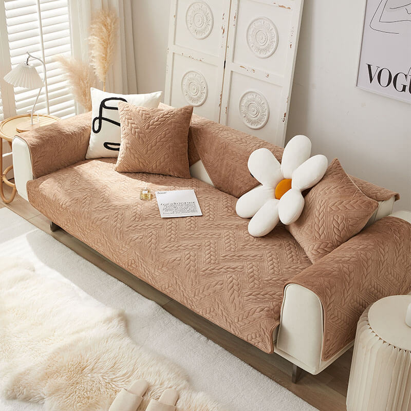 Coperchio di divano non slip da ricamo a velluto in velluto a cristallo caldo